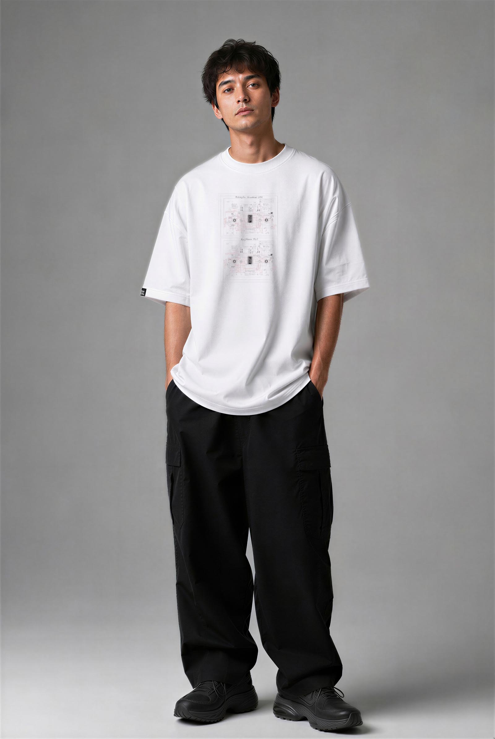 F3011B_ERKEK F3011B OVERSIZE T-SHIRT - Görsel 1