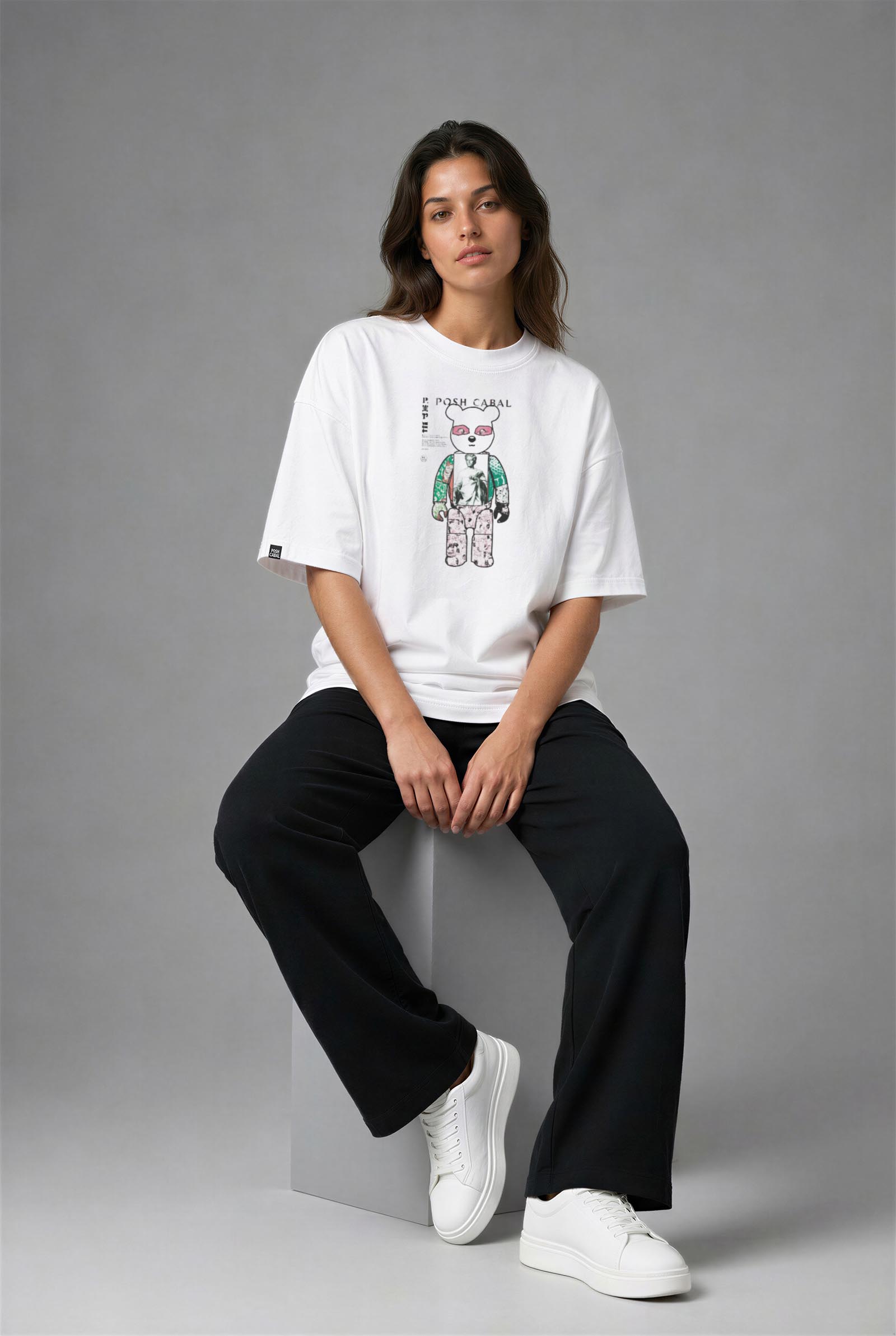 F3040B_KADIN F3040B OVERSIZE T-SHIRT - Görsel 1