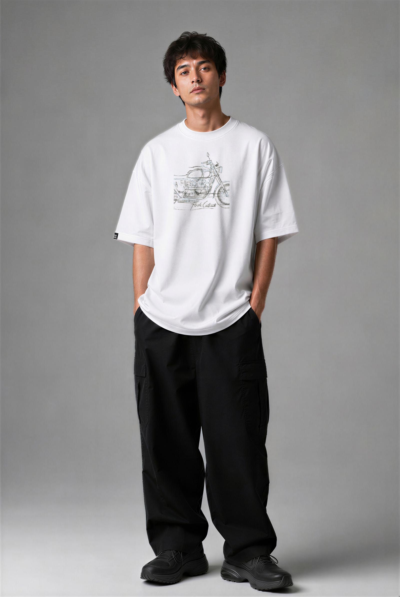 F3051B_ERKEK F3051B OVERSIZE T-SHIRT - Görsel 1