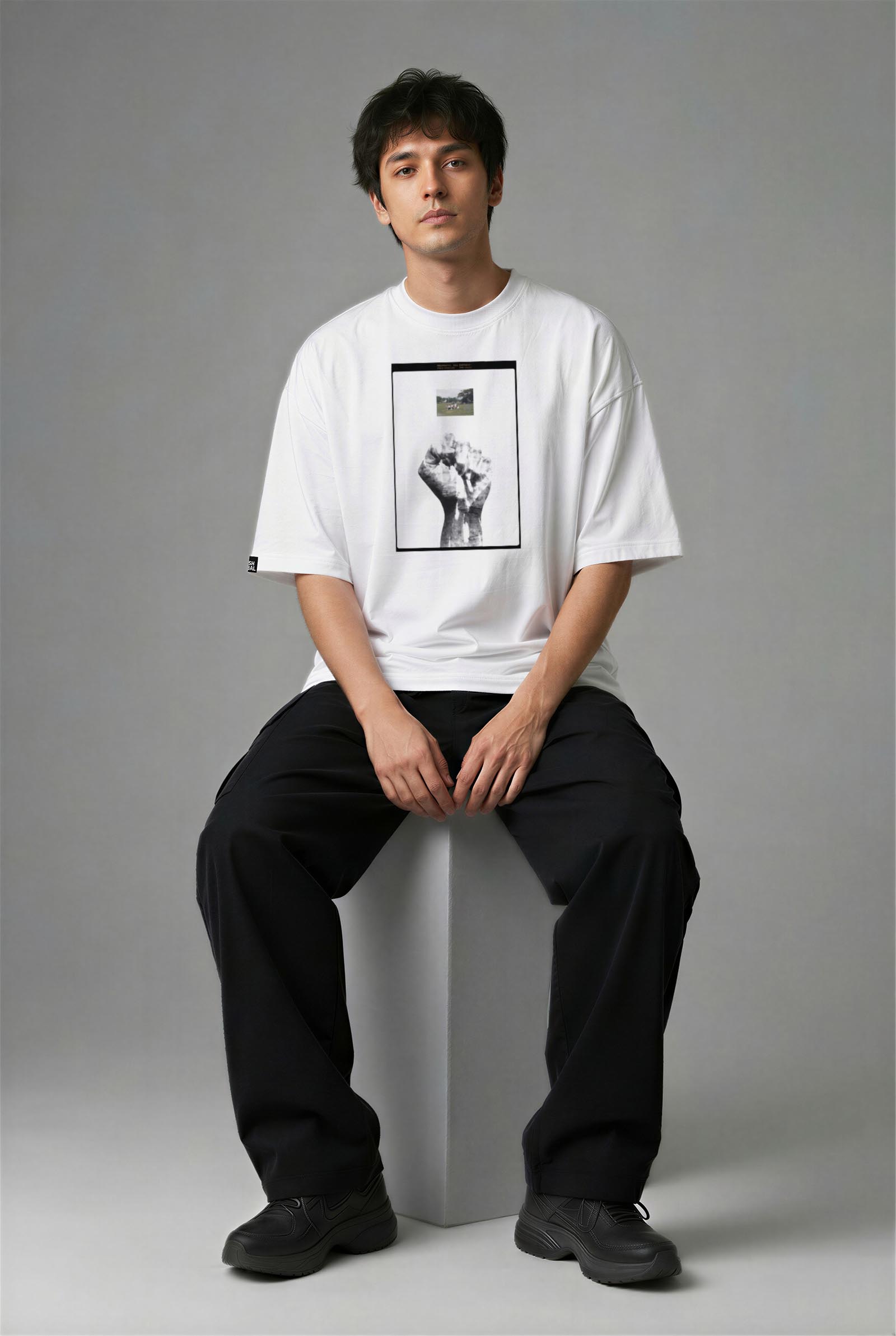 F3135B_ERKEK F3135B OVERSIZE T-SHIRT - Görsel 1